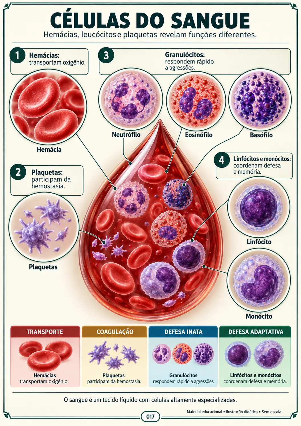 Células do Sangue — Hemácias, Leucócitos e Plaquetas